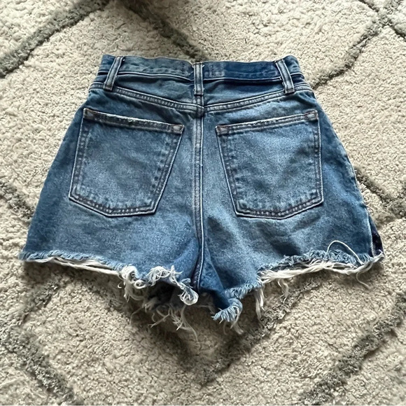 Abercrombie & Fitch Dark Blue Frayed Jean Shorts - Picture 8 of 9